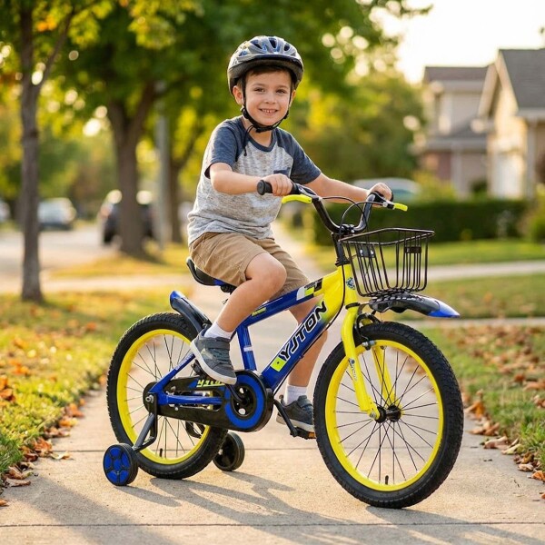 Bicicleta Infantil Yjtong R18 Canasto Parrilla Guardabarros Amarillo 1