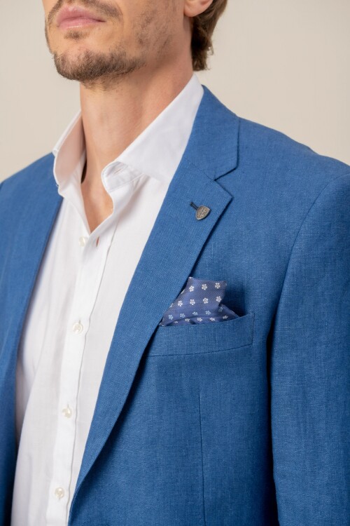Saco Lino Custom fit Blue