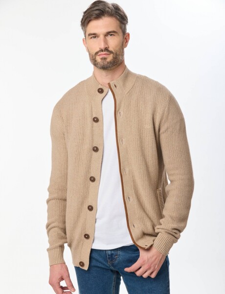 CARDIGAN GRUESO TEJIDO Beige