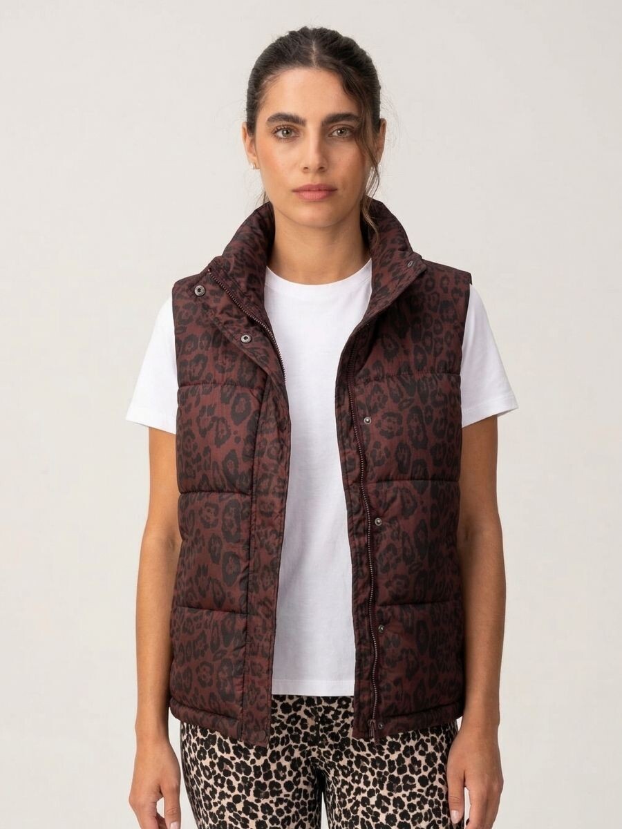 chaleco Print Puffer - Bordo 