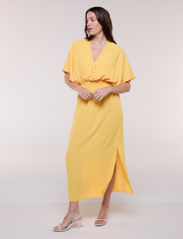 Vestido Maxi Con Tachas AMARILLO