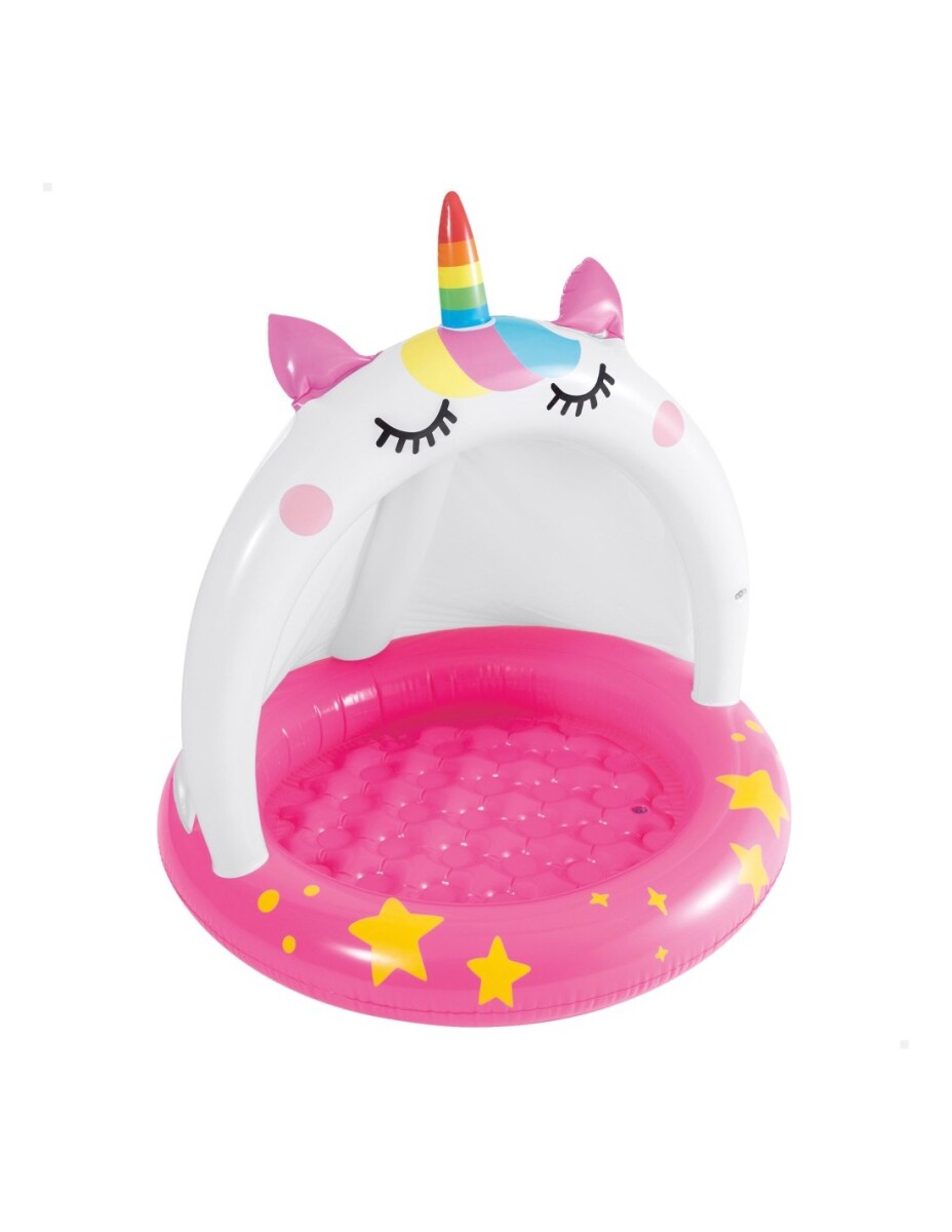 INTEX PISCINA UNICORNIO PARA BEBE PISO INFLABLE & PARASOL 102 X 102 CMS 45 LTS 