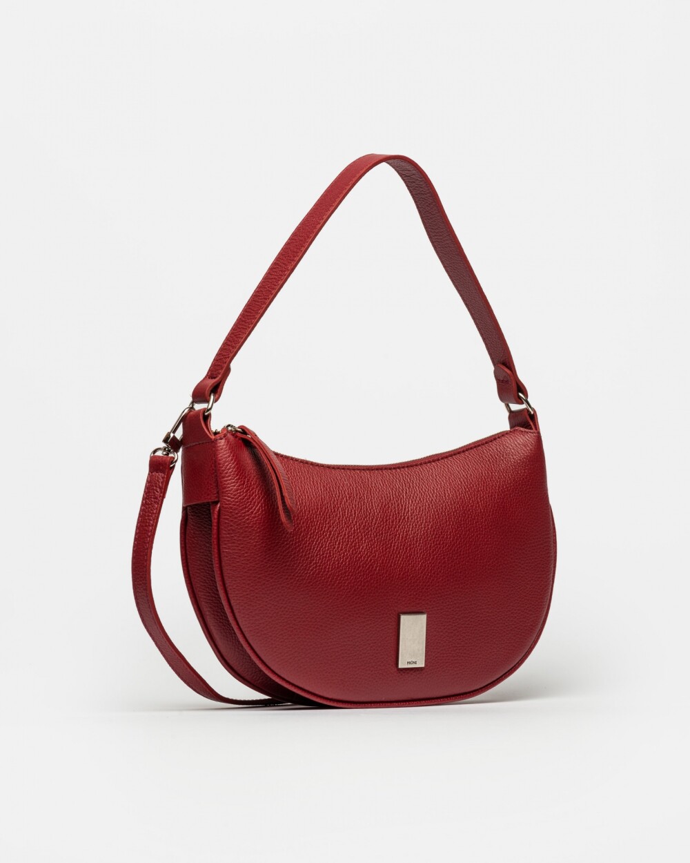 Cartera al Hombro Lua En Cuero Graneado Rojo