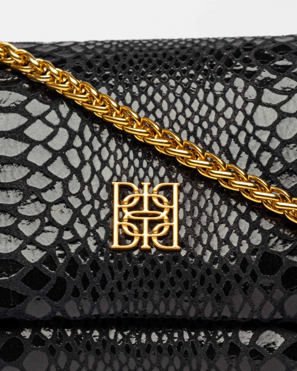 Mini bag Porto en cuero gamuza anaconda Negro