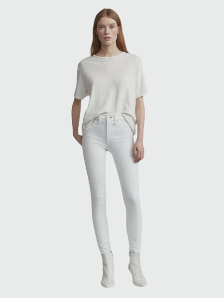 Jean skinny elastizado con bolsillos, Blanc Blanco