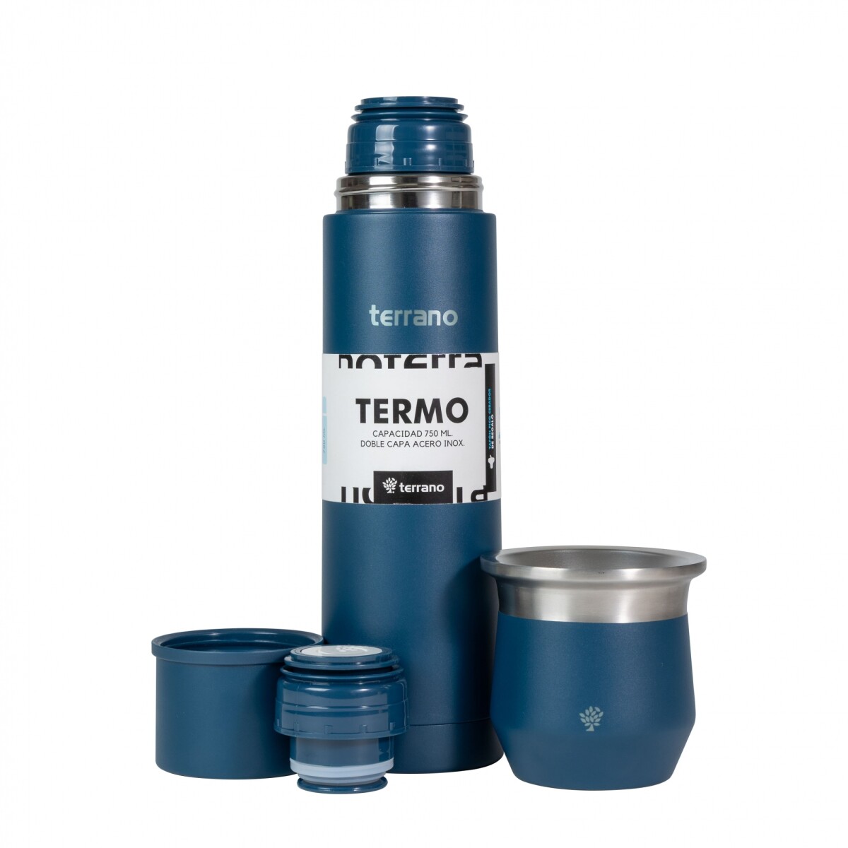 Kit Acero Bala - 750mL + Mate Flap - Opaco Azul 