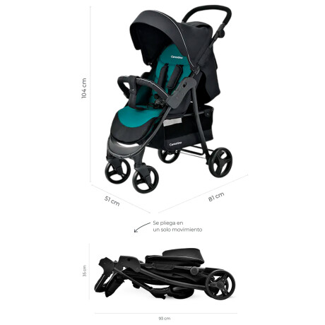 Cochecito Plegable Ajustable Carestino City V2 + Accesorios New Esmeralda