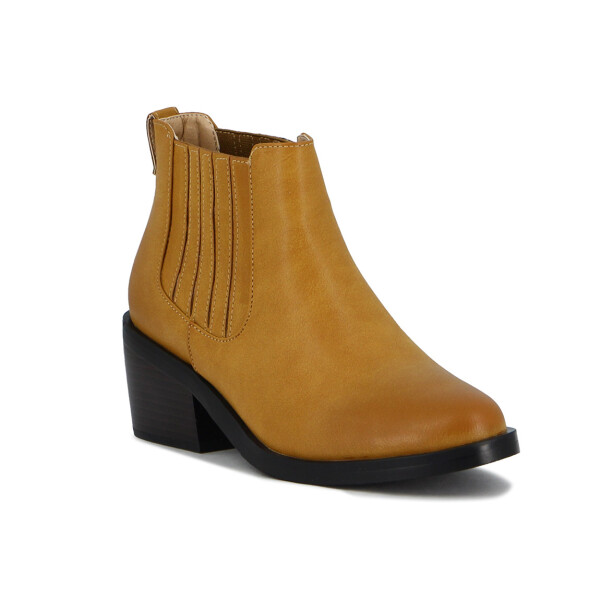 Darkness Bota Dama Caña Media Con Elastico Y Taco Bajo - Camel Camel