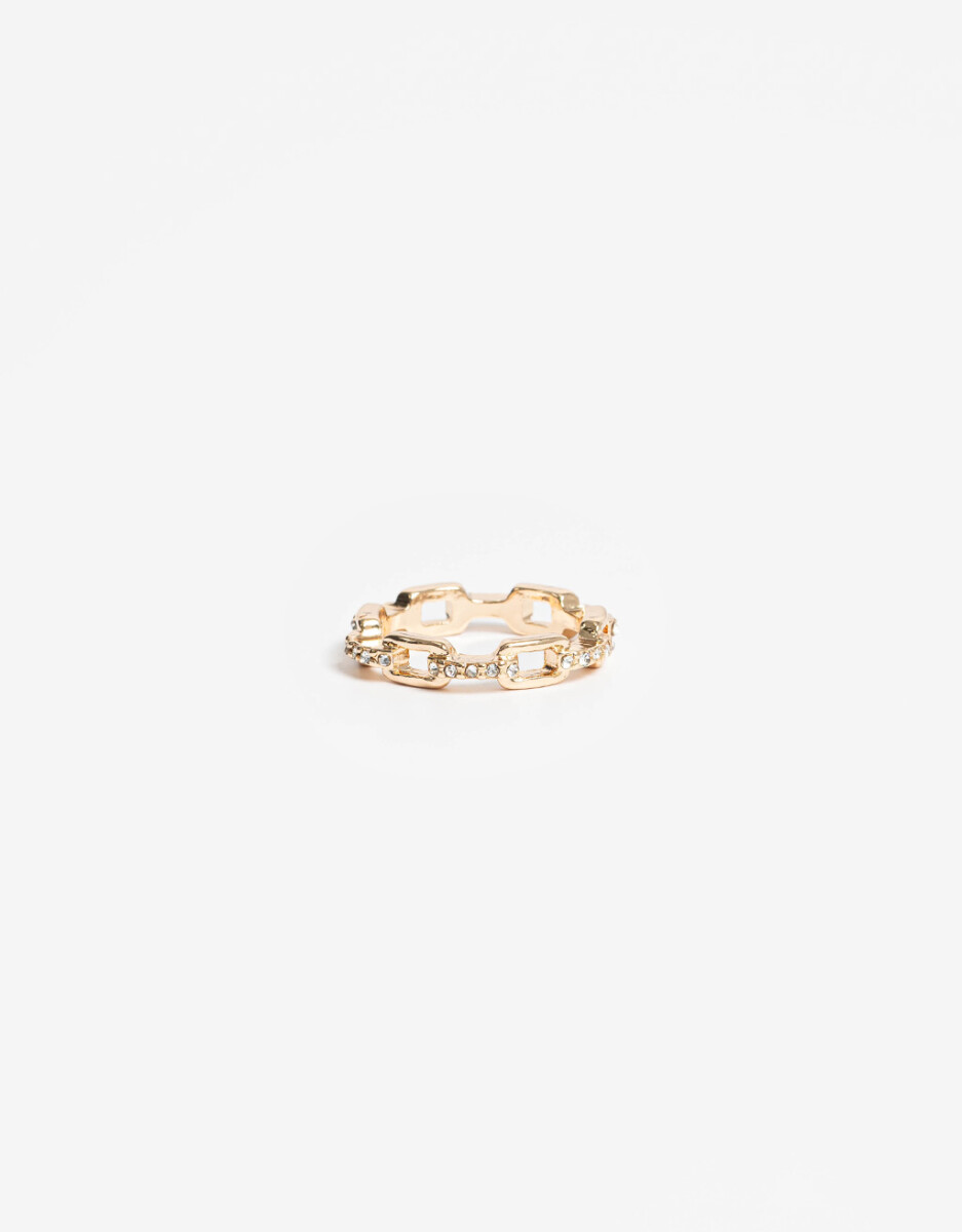 Anillo Metal Eslabones Strass 