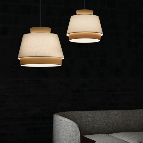 Colgante pantalla de tela arena E27 Ø450mm ASPEN BA0214