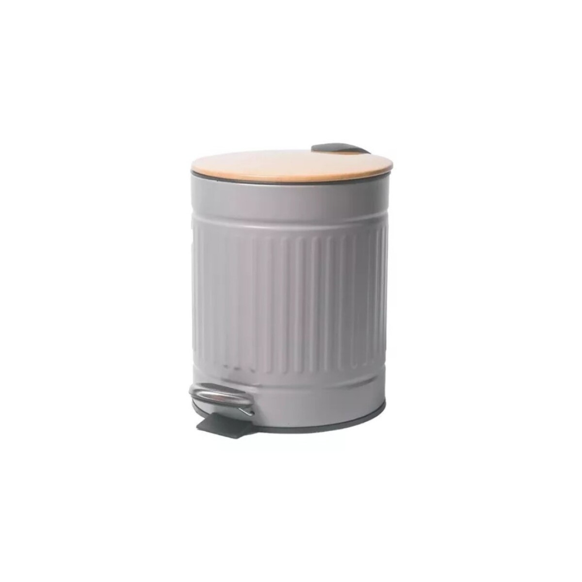 PAPELERA CON PEDAL 5LTS TEXTURADO GRIS TAPA SIMIL MADERA - GRIS 