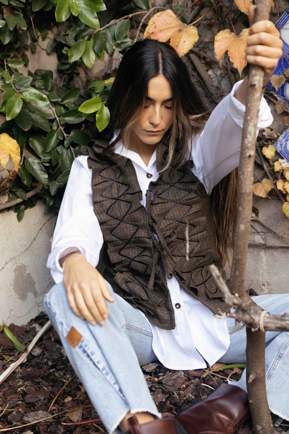 Dancing Queen Vest Tweed Beige / Chocolate