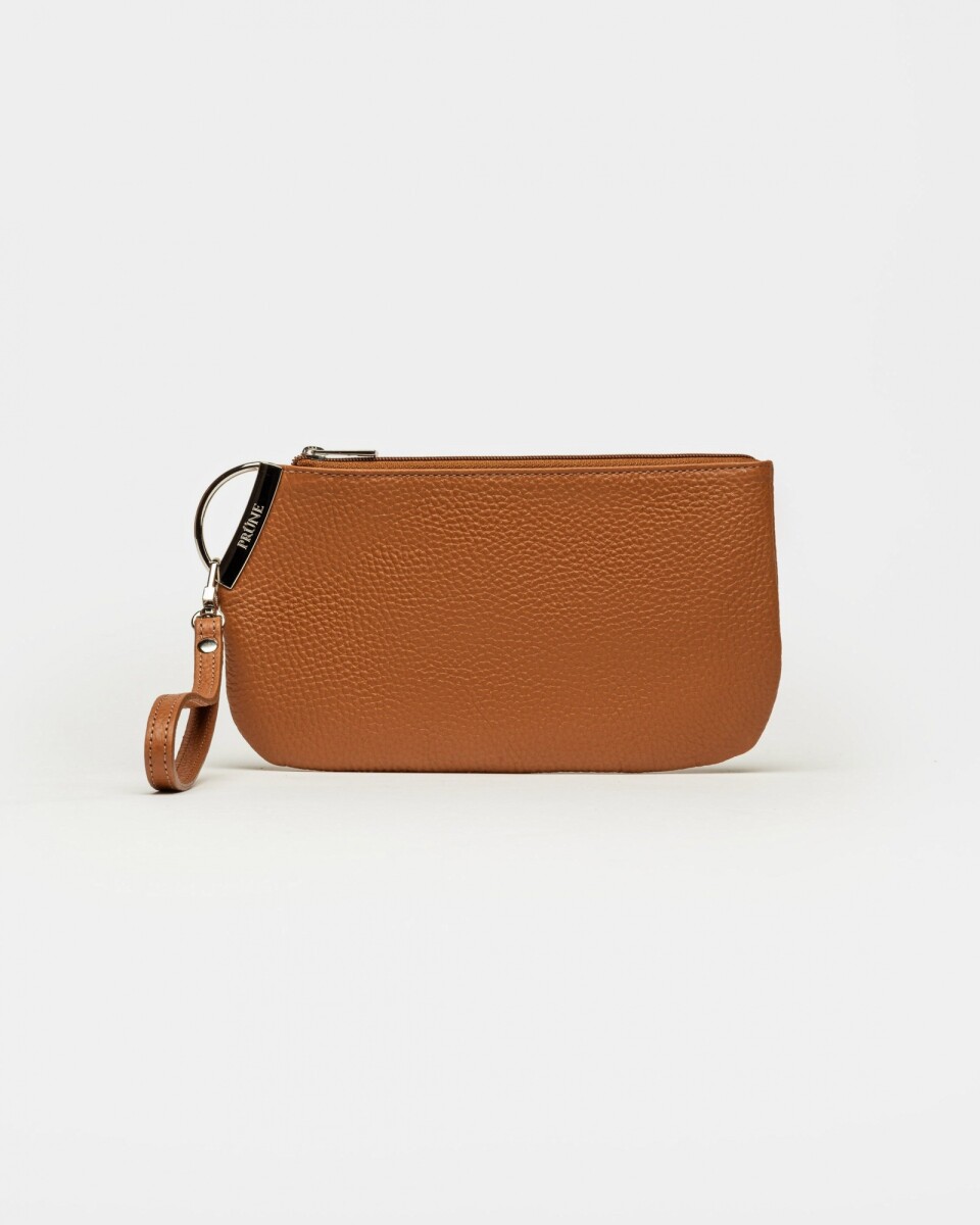 Porta cosmeticos Katy en cuero graneado - Marron 
