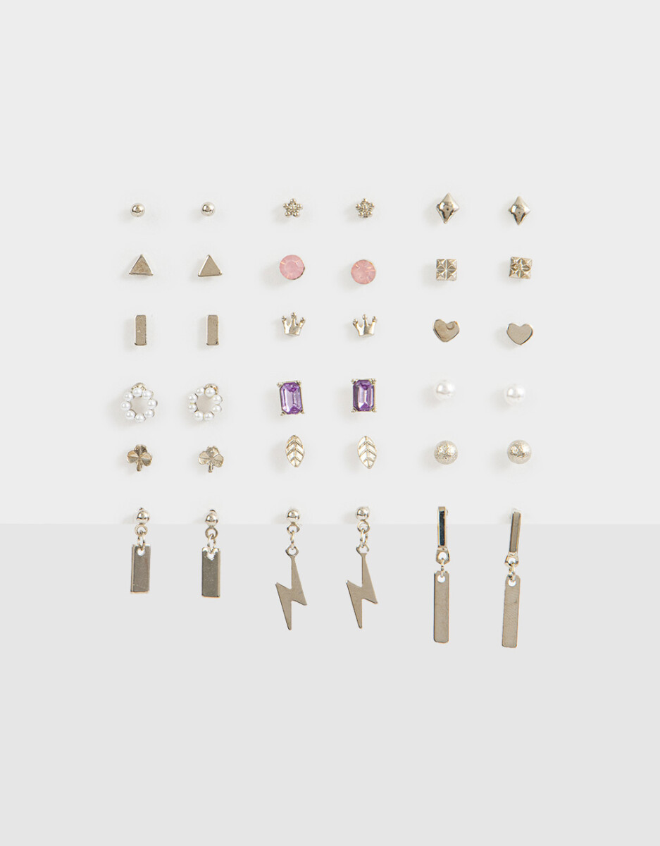 Set De Aros De Metal Plateado 