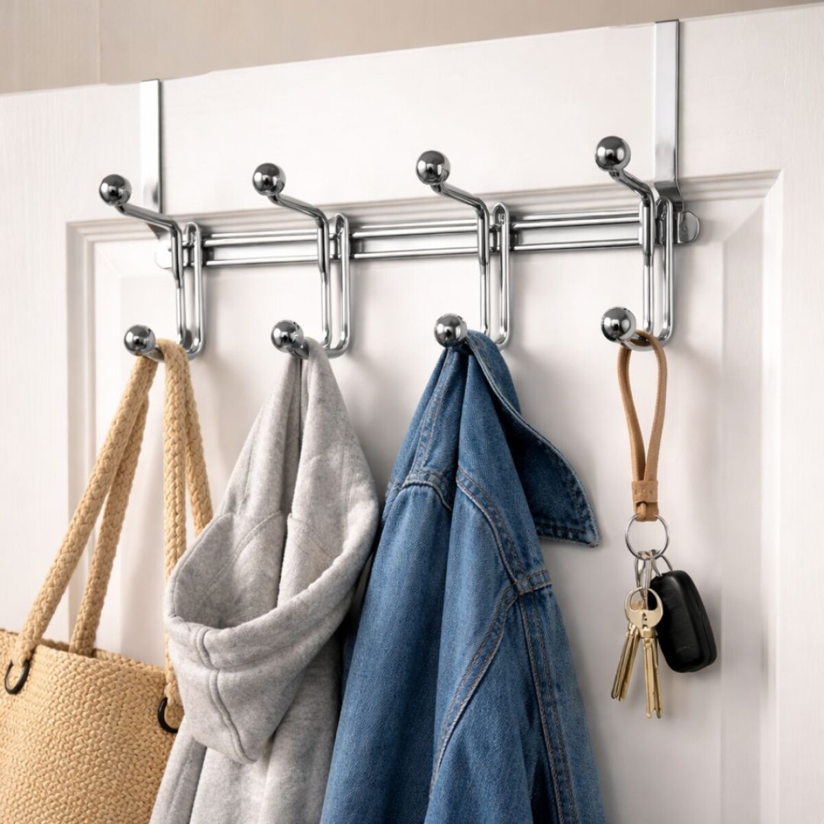 PERCHERO DE METAL ACERO INOXIDABLE 8 GANCHOS 