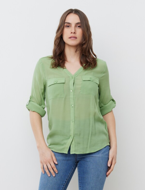 Blusa Bolsillos VERDE