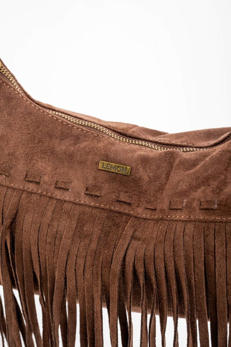 Cartera Flecos Gamuza Vegana Chocolate