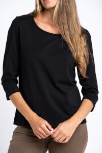 Remera Manga 3/4 Algodón Elastano Negro