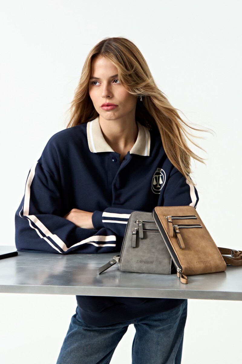 Porta celular tarjetero - gris 