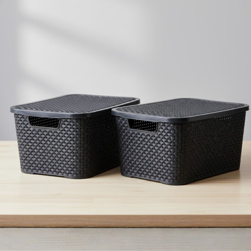 Set x2 Caja ratán 15 lts NEGRO