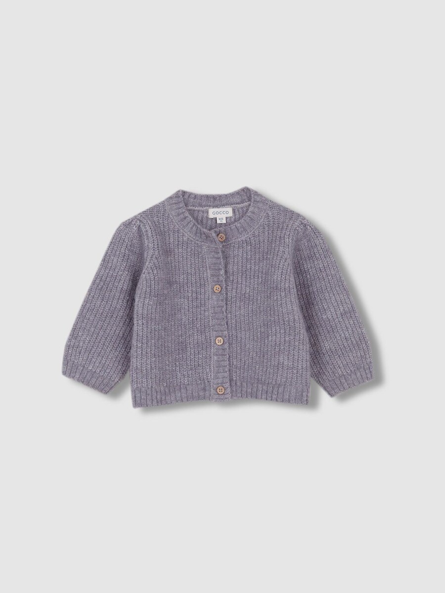 Chaqueta De Punto Botones Madera Gris Medio Melange