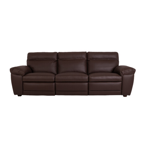 SOFÁ RECLINER 3 CUERPOS CUERO-100-NATURAL MARRON IMPERIAL CHOC.