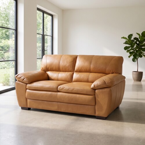 Sillón 100% Cuero - 2 Cuerpos Premium Camel