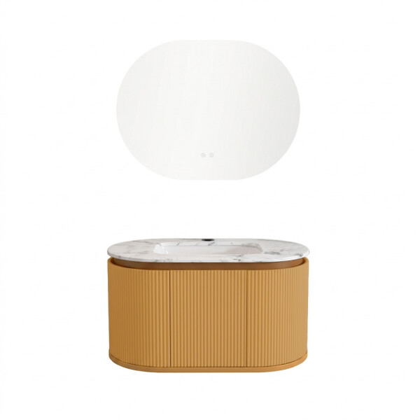 CONJUNTO DE BAÑO HABITARE MODELO LT6005-80 / MUEBLE PVC+ BACHA + ESPEJO CIRCULAR C/ LUZ LED - 80 cm Conjunto De Baño Habitare Modelo Lt6005-80 / Mueble Pvc+ Bacha + Espejo Circular C/ Luz Led - 80 Cm