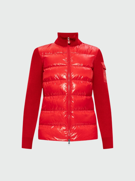 Moncler - Cardigan acolchado con relleno de plumas Rojo