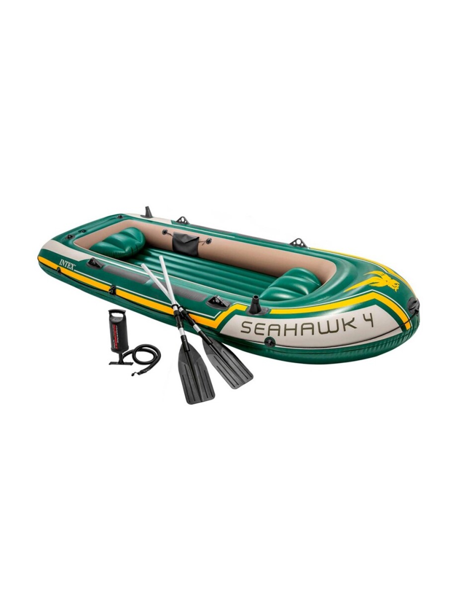 INTEX BOTE GOMÓN INFLABLE SEAHAWK 4 PERSONAS SERIE SPORT SET +REMOS +INFLADOR 