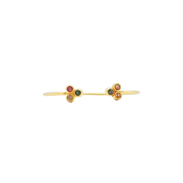 Brazalete Sikar-Plata Rodinada con micra oro 18k-Piedra Turmalina multicolor-BR2003 Conpiedra