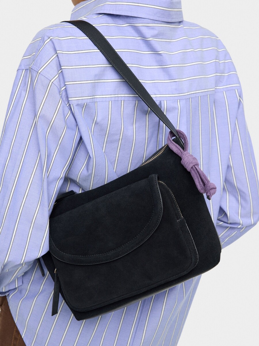 Bolso De Hombro Con Piel negro