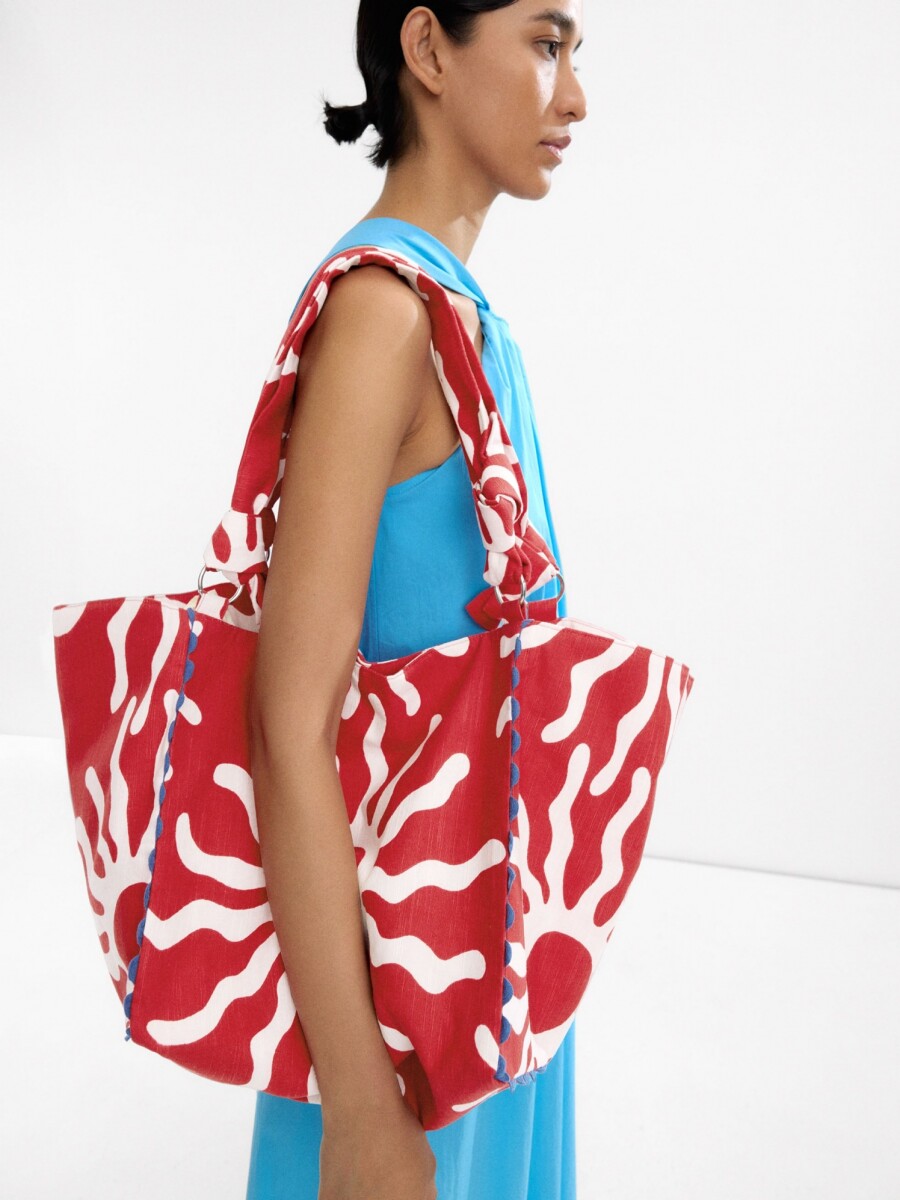 Bolso Shopper Estampado 100% Algodón rojo