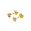 Abridores Estrellas -Oro Bajo- Zirconia rosa-AB8034 Conpiedra