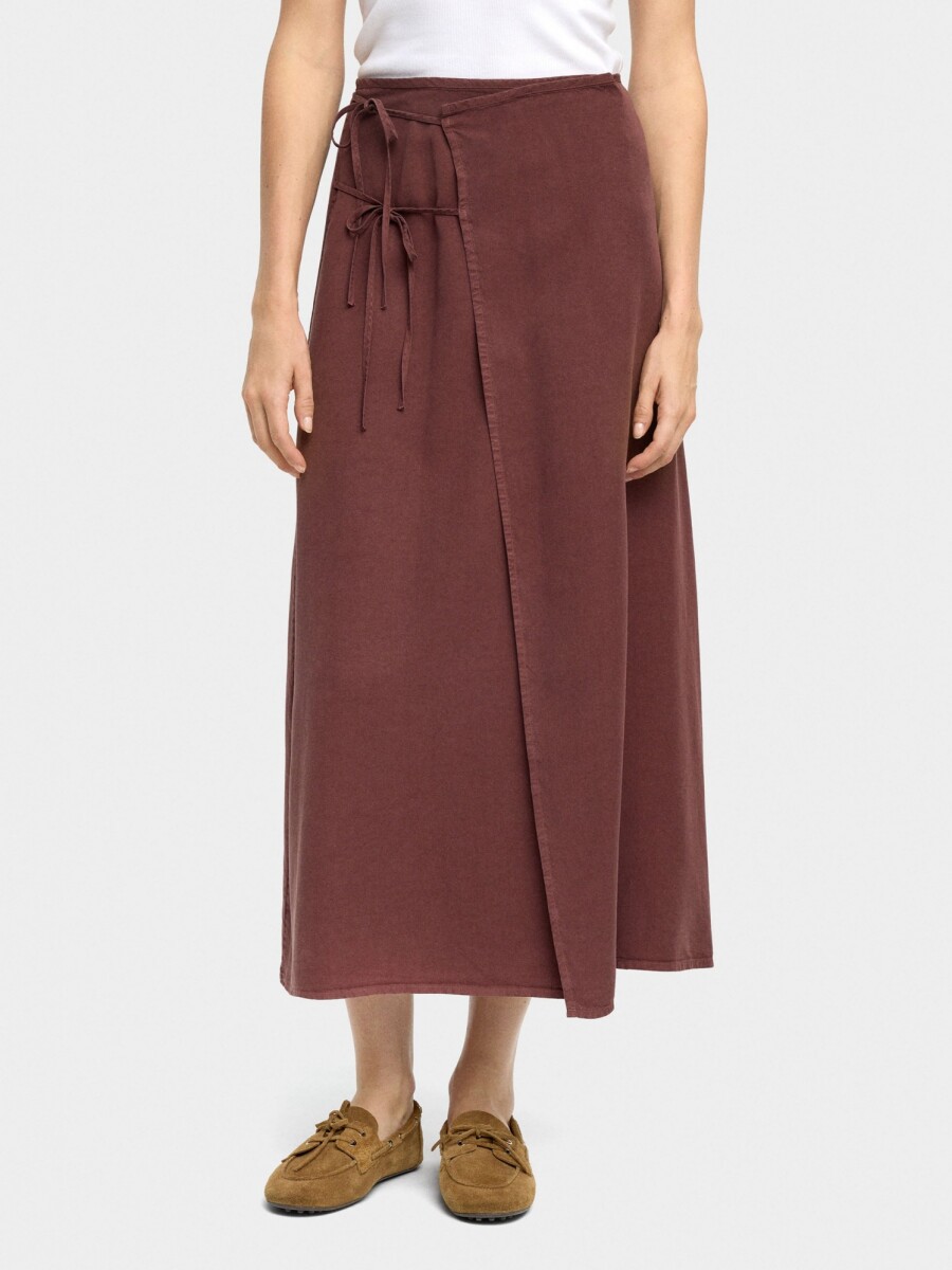 Falda Midi Con Cruce 100% Lyocell marron
