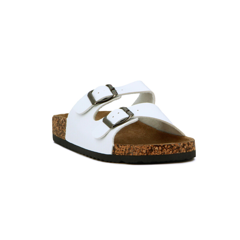 Darkness Sandalia Casual Dama C/dos Tiras C/hebilla Suela Baja / Blanco Blanco