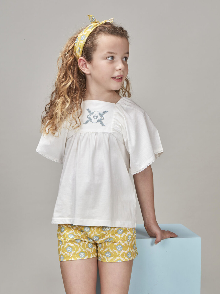 Short De Twill Estampado Verde