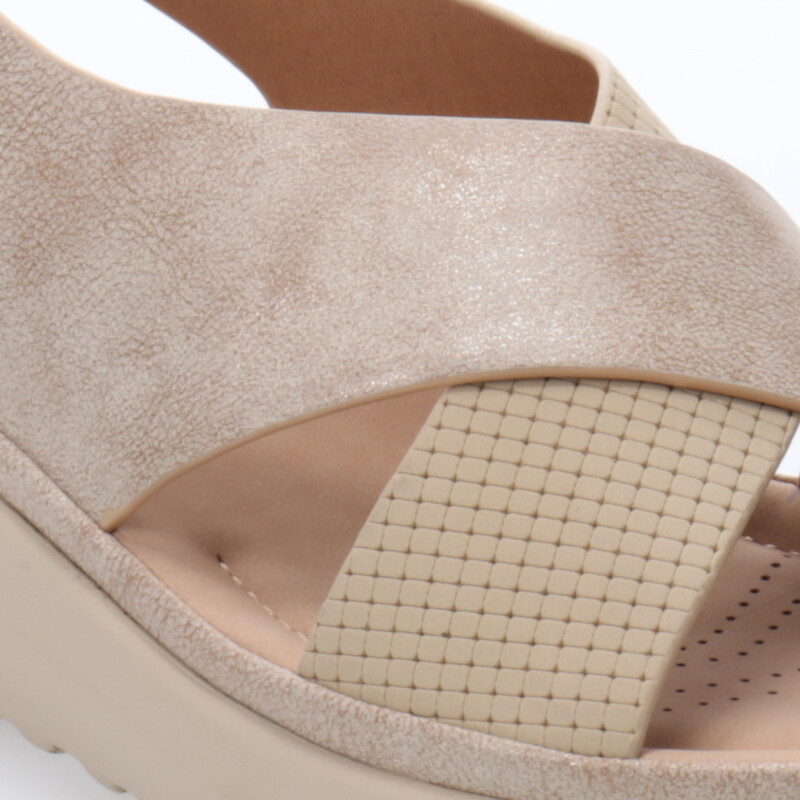 Sandalia de Mujer Lady Confort CAZENAC con tiras cruzadas Beige