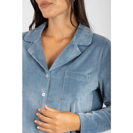 Pijama americano ribb velour Azul acero