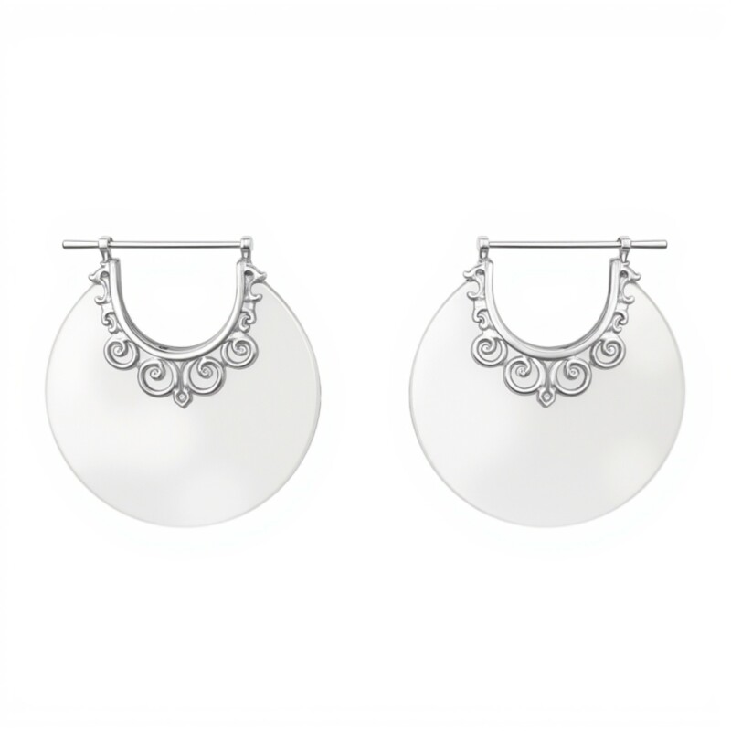 Caravanas circulo - Plata 925 - Nacar - CA4171 conpiedra