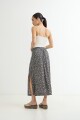 Falda midi estampada NEGRO