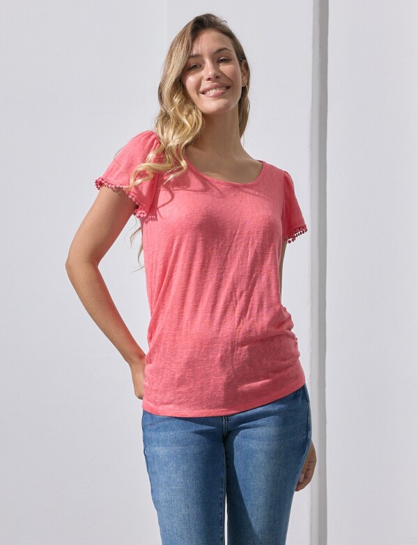 Remera Frunces Det P CORAL