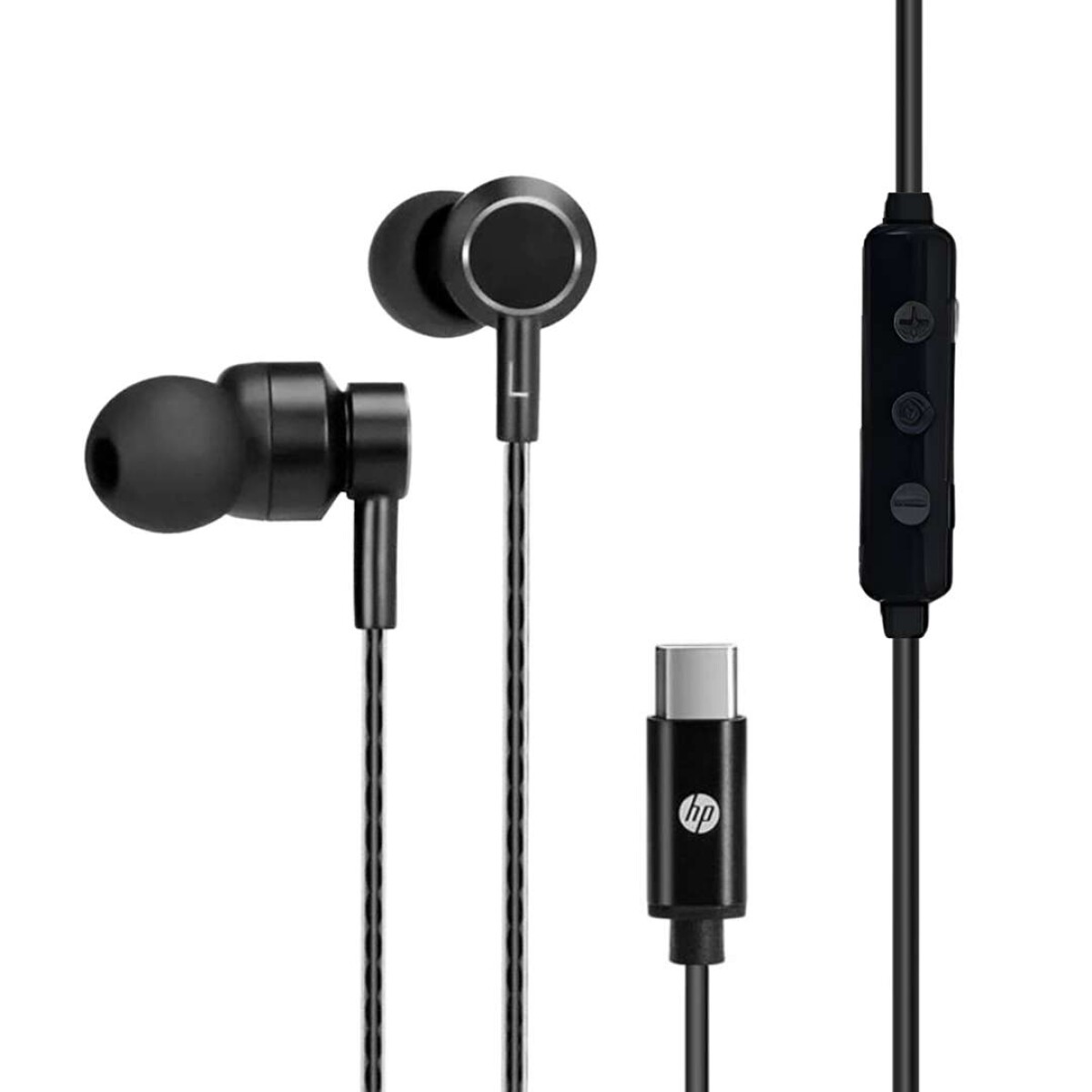 Auriculares Cableado Micrófono Manos Libres HP Tipo C Bass - Color Negro 