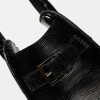 Cartera de Mano The Roots En Cuero Grabado Lagarto Negro