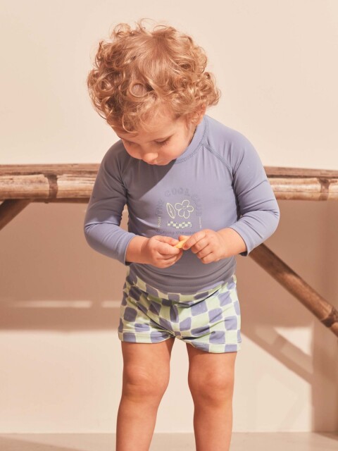 Bañador Estampado De Cuadros Gris