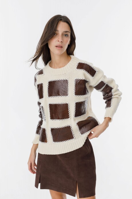 Sweater Leather Ice Crudo/Marron