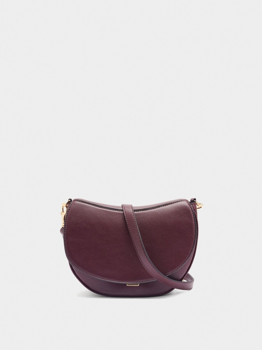 Bolso Bandolera Ovalado Con Solapa burdeos