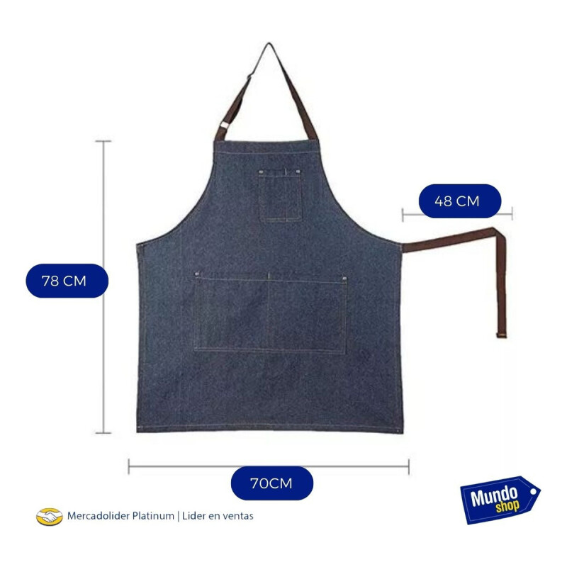 Delantal De Jean Azul Unisex, Cocinar, Multiuso. Azul