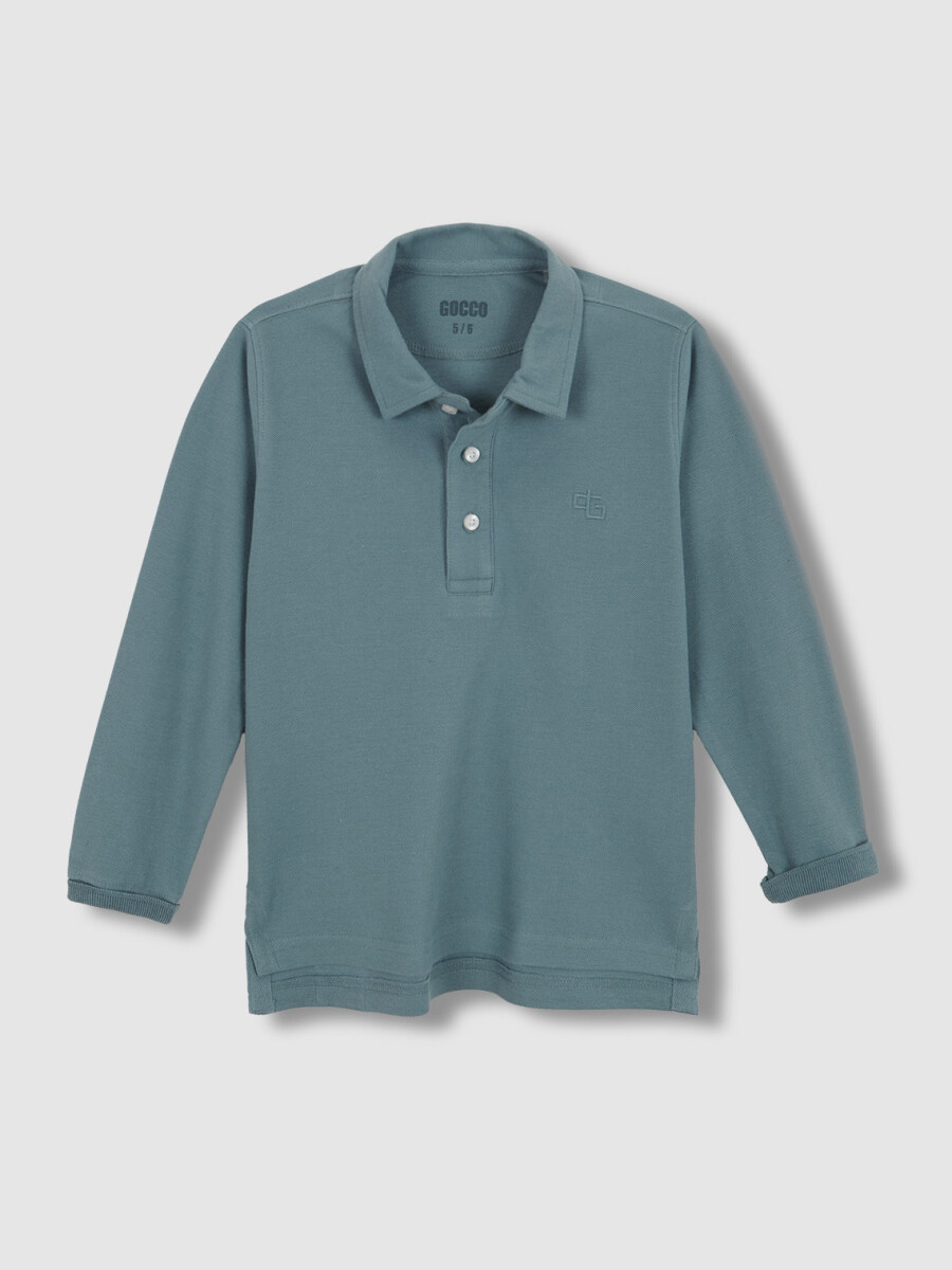 Polo Manga Larga Turquesa Grisaceo