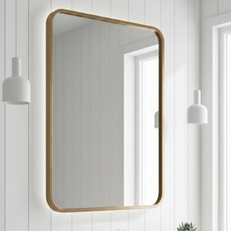 Espejo Vertical Lumax Suleban c/marco y luz 90x70cm Dorado
